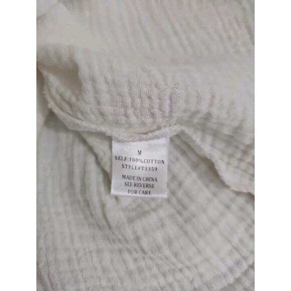 See N Be Seen ~Woman Size M~ White Textured Embroidered Puff Short Sleeve Cotton - Picture 9 of 13